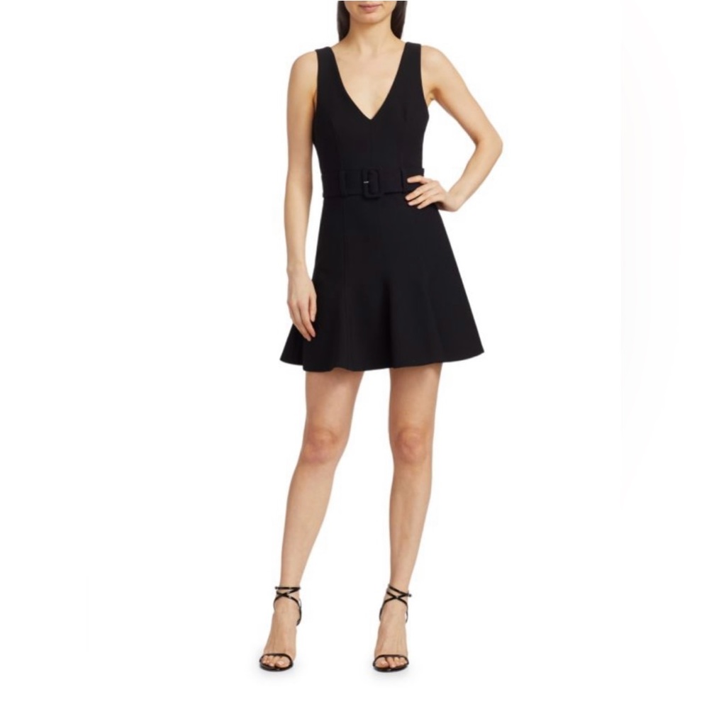 NWT CINQ A SEPT Jordan Belted Dress in Black Size 2